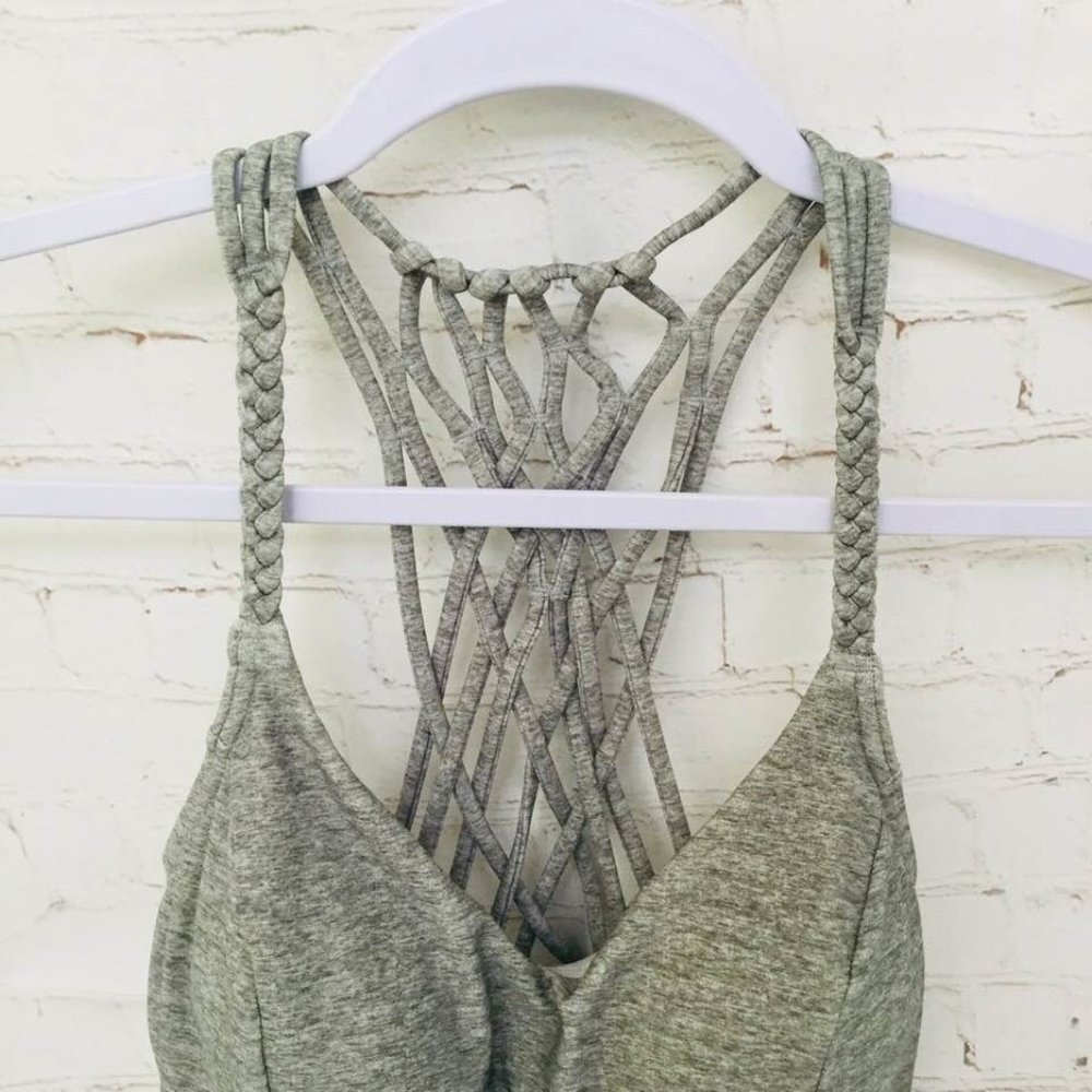 Prana Tankini Swim Top Heather Gray Braided Racerback V Neck Size XS - Picture 2 of 10
